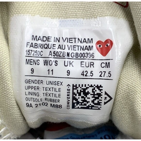 Converse Chuck 70 Hi Polka Dot Sneakers 157250C Comme des Garcons Play Size 9 - Picture 9 of 16
